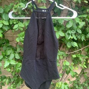 Black lace cut out bodysuit